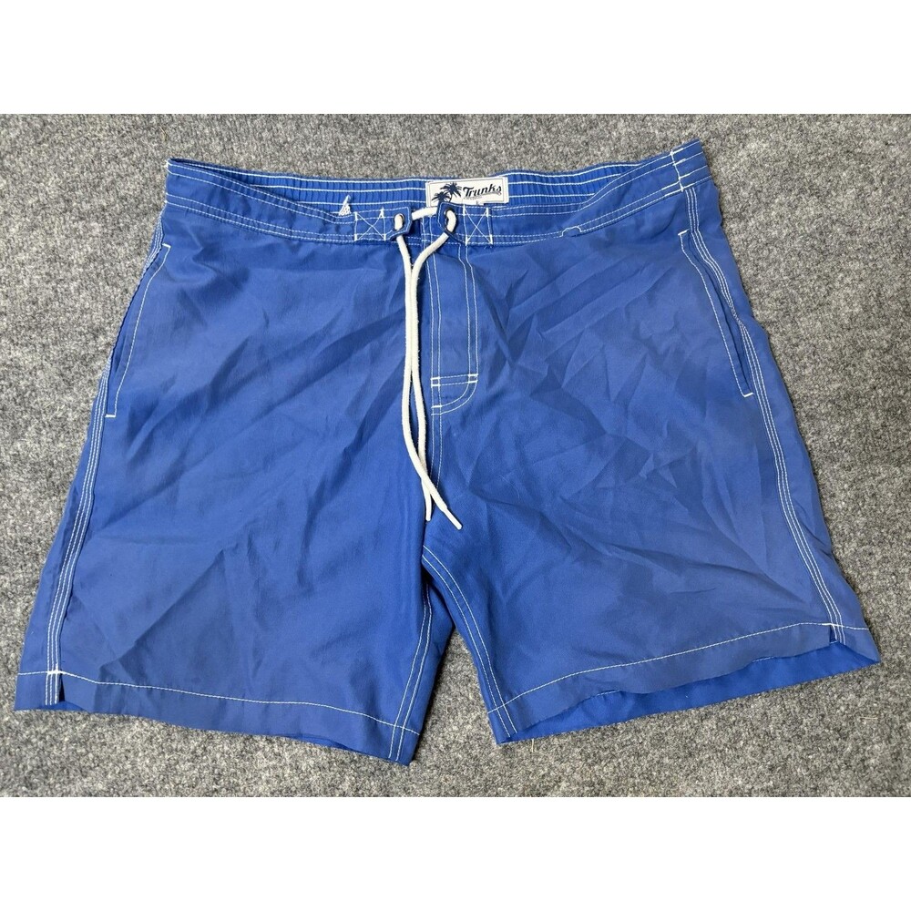 Trunks Surf & Swim Co. Swim Trunks Mens L Blue Drawstring Back Pocket Beach Surf